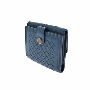 Bottega Veneta Wallet Blue Bi Navy Butterfly fold Intrecciato